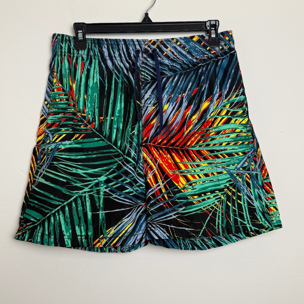 Burnside Mens Tropical Palm Print Lined Board Short Swim Trunks Medium - Picture 2 of 13